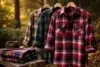 Plaid Shirt Clothing styled with jeans and layered outerwear