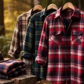 Plaid Shirt Clothing styled with jeans and layered outerwear