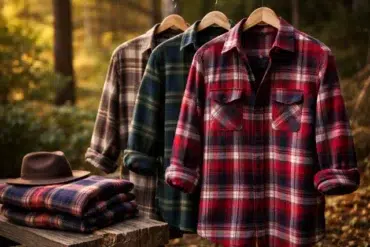 Plaid Shirt Clothing styled with jeans and layered outerwear
