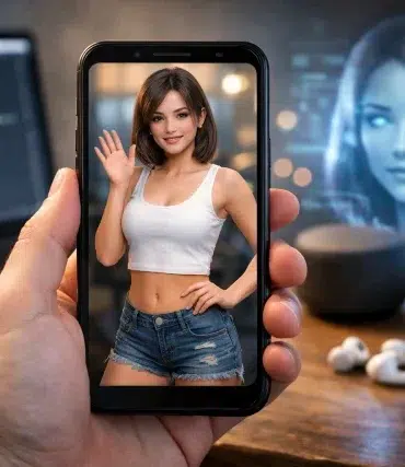 Pocket Girl Ai virtual companion app interface on mobile device
