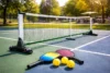 Portable Pickleball Net set up on a driveway for quick outdoor play