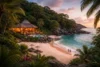 Secret Beach Vacation Rentals private coastal villa with ocean view at sunset