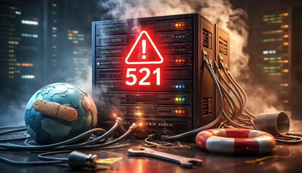 Web Server Is Down Error Code 521 troubleshooting checklist on Cloudflare