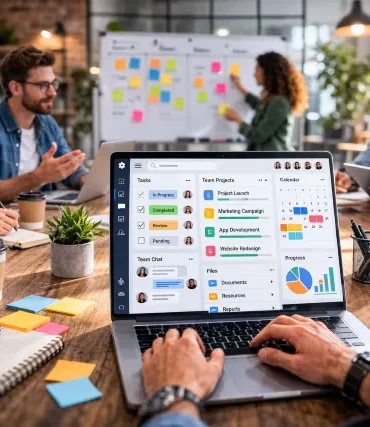 Weber Colle collaboration tool interface showing team workflow and task management
