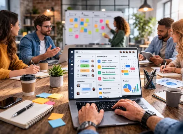 Weber Colle collaboration tool interface showing team workflow and task management