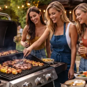 Weber Grillvorführung live BBQ demonstration with grill master cooking steaks outdoors