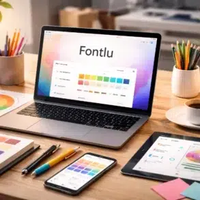 Fontlu dashboard interface showing organized font collections and real-time typography preview for creators