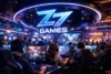 Z7 Games app interface showing game categories and quick access menu