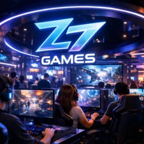 Z7 Games app interface showing game categories and quick access menu