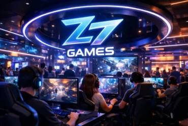 Z7 Games app interface showing game categories and quick access menu