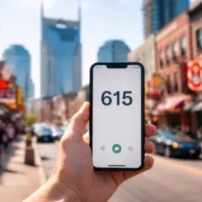 615 Area Code map showing Nashville and nearby areas covered in Middle Tennessee