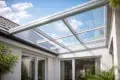 Acryldach clear acrylic roofing panels over modern patio