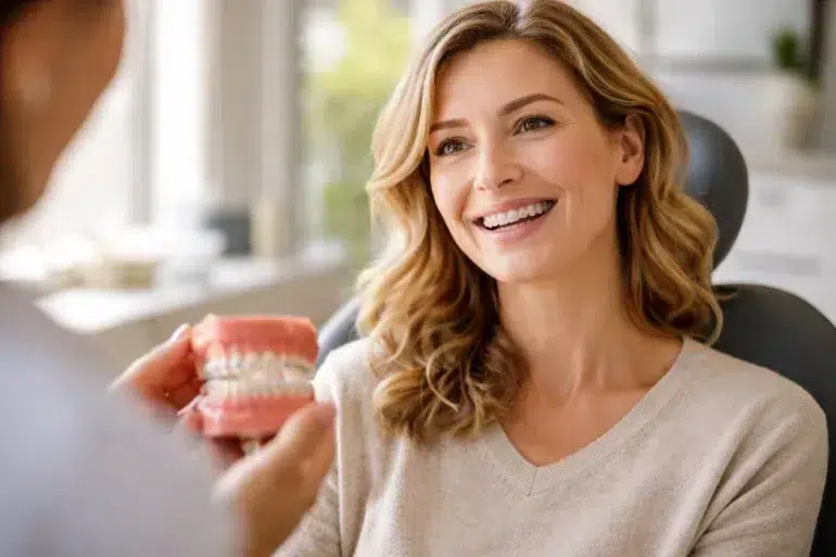 Adult Orthodontics braces and clear aligners improving adult smile