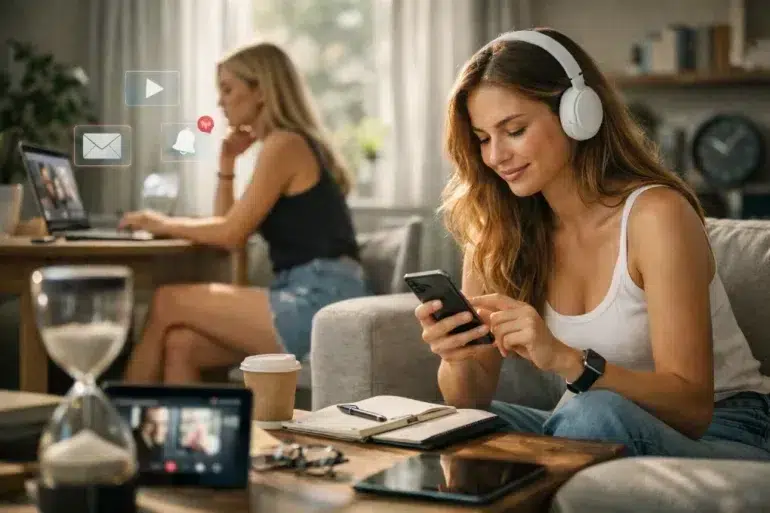 Adultsrach digital lifestyle routine for managing content time and focus