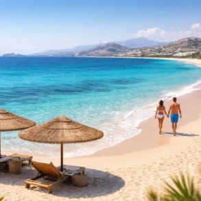 Agios Prokopios Beach Naxos golden sand crystal clear water scenic view