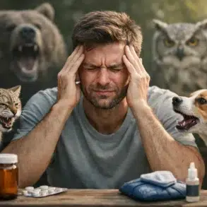 Animal Face Strain relief with jaw relaxation and warm compress