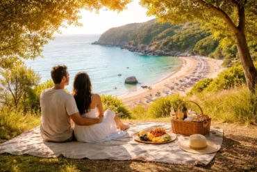 Avithos Beach Kefalonia golden sand calm waters scenic coastal view Greece