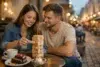 Couple enjoying date night ideas with mini golf, dessert, and a city walk