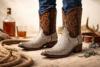 Fish Skin Boots styled with Western-inspired luxury fashion outfit