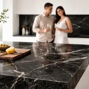 Granito Negro Brasil black granite countertop in modern kitchen design