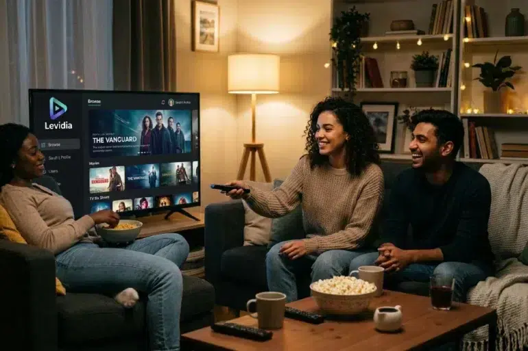 Levidia online streaming entertainment platform viewed on a modern digital screen