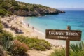 Loutraki Beach Chania with crystal clear turquoise water and sandy shore in Crete Greece