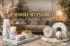 Stylish marble home accessories, including vases, candles, and clocks, enhance interior decor in a cozy setting.