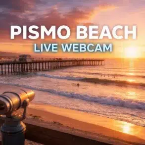 Pismo Beach Web Cam showing live ocean views, surf conditions, and the Pismo Pier in real time