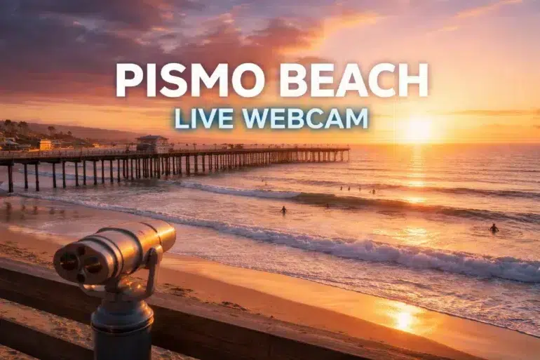 Pismo Beach Web Cam showing live ocean views, surf conditions, and the Pismo Pier in real time