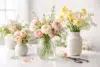 Shop Spring Vase styling with fresh flowers in elegant glass and ceramic vases for bright seasonal home decor