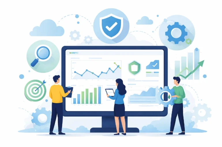 Sitewatch Web dashboard showing uptime, SSL checks, DNS validation, and security header analysis