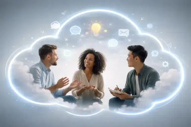 Stormuring concept showing fast-moving digital conversations across online communities