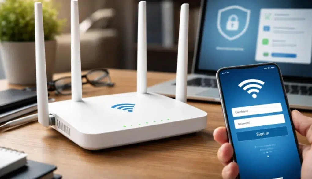 Technewztop.com Wifi login page guide showing sign in, password reset, and security settings on router and mobile.