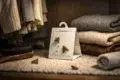 Webbing Moth Traps placed in a closet near wool clothing for monitoring clothes moth activity