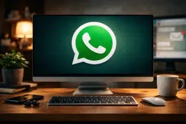 Whasatweb on computer interface showing chats, file sharing, and linked devices on a desktop browser