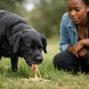 Why Do Dogs Eat Grass before vomiting in dogs during a walk on the lawn