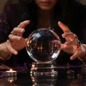 Ball Crystal Ball placed on a stand with light reflections showing its symbolism, decor appeal, and spiritual meaning