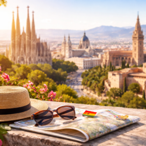 Best Cities to Visit in Spain for first-time travelers city skyline and landmark collage