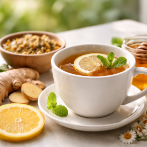 Best Tea for Sore Throat in a warm soothing cup with honey and herbal ingredients