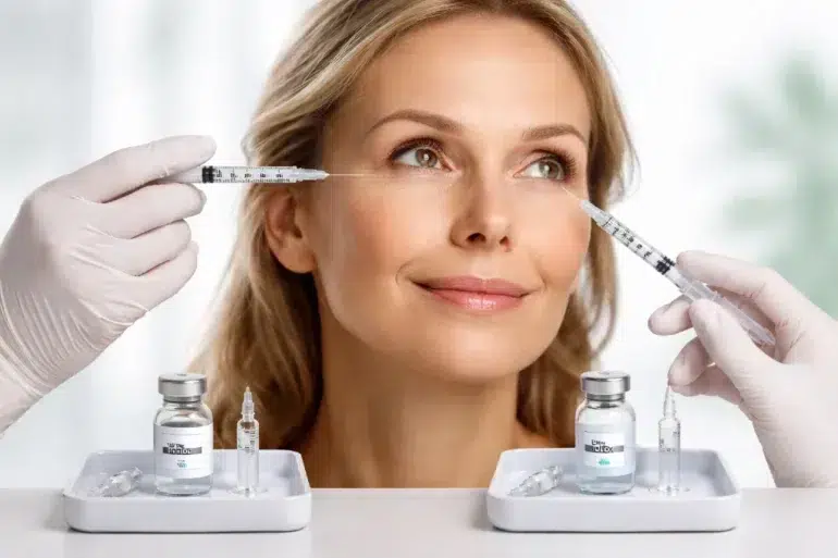 Botox Around Eyes vs filler treatment comparison for crow’s feet and under-eye wrinkles