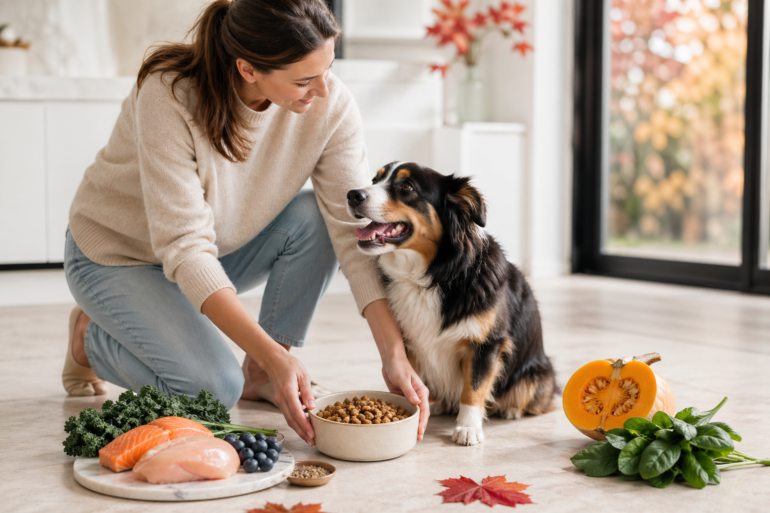 Healthy dog eating nutritious food from trusted Canadian Dog Food Brands