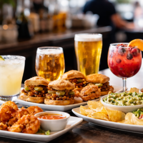 Cheesecake Factory Happy Hour appetizers and drinks served in the bar area during weekday happy hour
