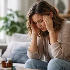 Disease Dis Ease concept showing the connection between mental stress, emotional balance, and physical well being