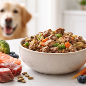 Dr. Marty’s Dog Food freeze-dried raw formula in a bowl for health-conscious pet owners