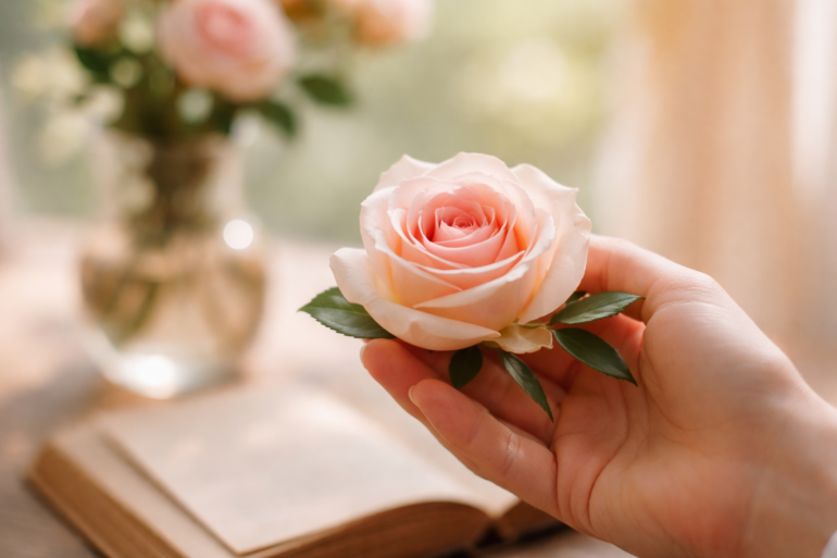 Emma's Rose symbolic floral concept with soft romantic tones