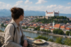 Scenic travel view En Slovakia with Bratislava streets, mountain landscapes, and traditional Slovak food