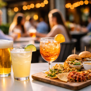Happy Hour Near Me at a lively local bar with affordable drinks and shareable appetizers