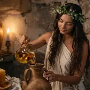 Honey Wine and Mead served in elegant glasses with honeycomb, fruit, and a rustic dining table setting