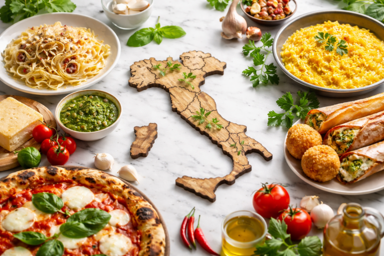 However Italian Cuisine is Best Identified by Individual Regions through signature dishes from Sicily, Tuscany, Campania, Lombardy, and beyond