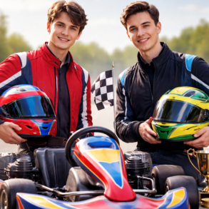 Kart Bros gameplay screen showing colorful browser kart racing action with drifting, power-ups, and multiplayer competition